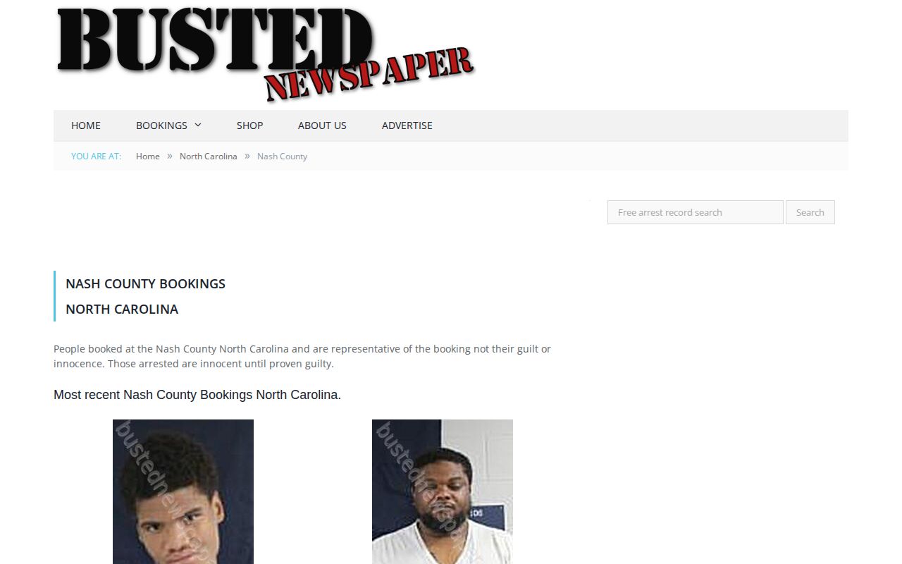 Busted Newspaper private Nash County multi-day booking archive